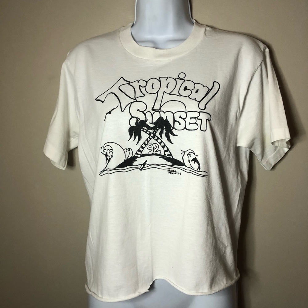 Vintage 1992 Tropical Sunset Crop Tee